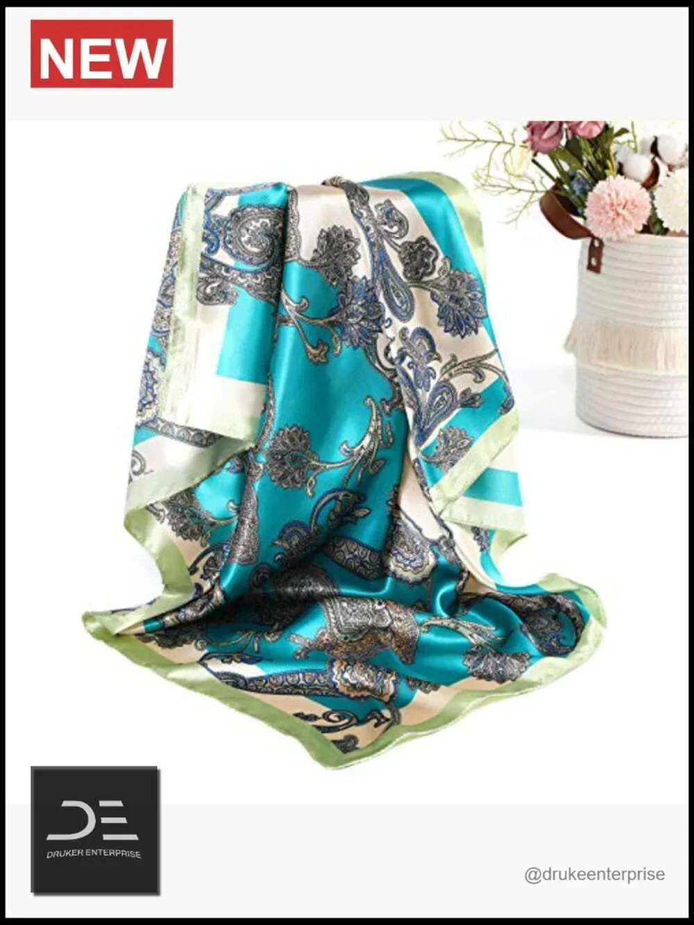 Large Square Satin Hair Scarf Set of 4 for Women, Polyester